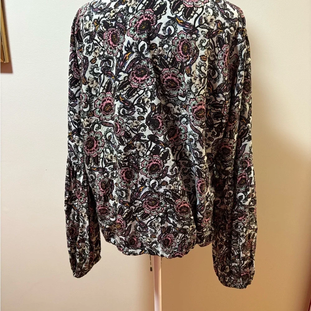 Free People Soft floral Print  Jacket Top Bomber zip up M